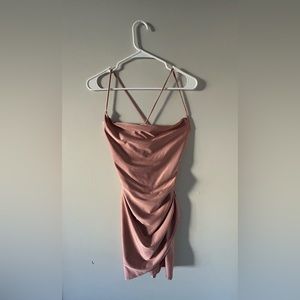 Pink windsor satin cross back dress